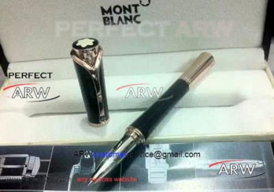 Perfect Replica Montblanc Princess Monaco Black Rose Gold Rollerball